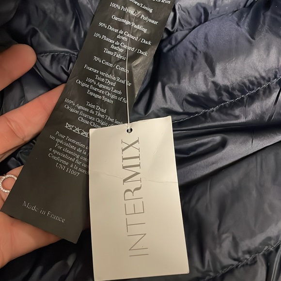 Intermix denim/puffer insert coat with alpaca hood trim - Picture 4 of 12